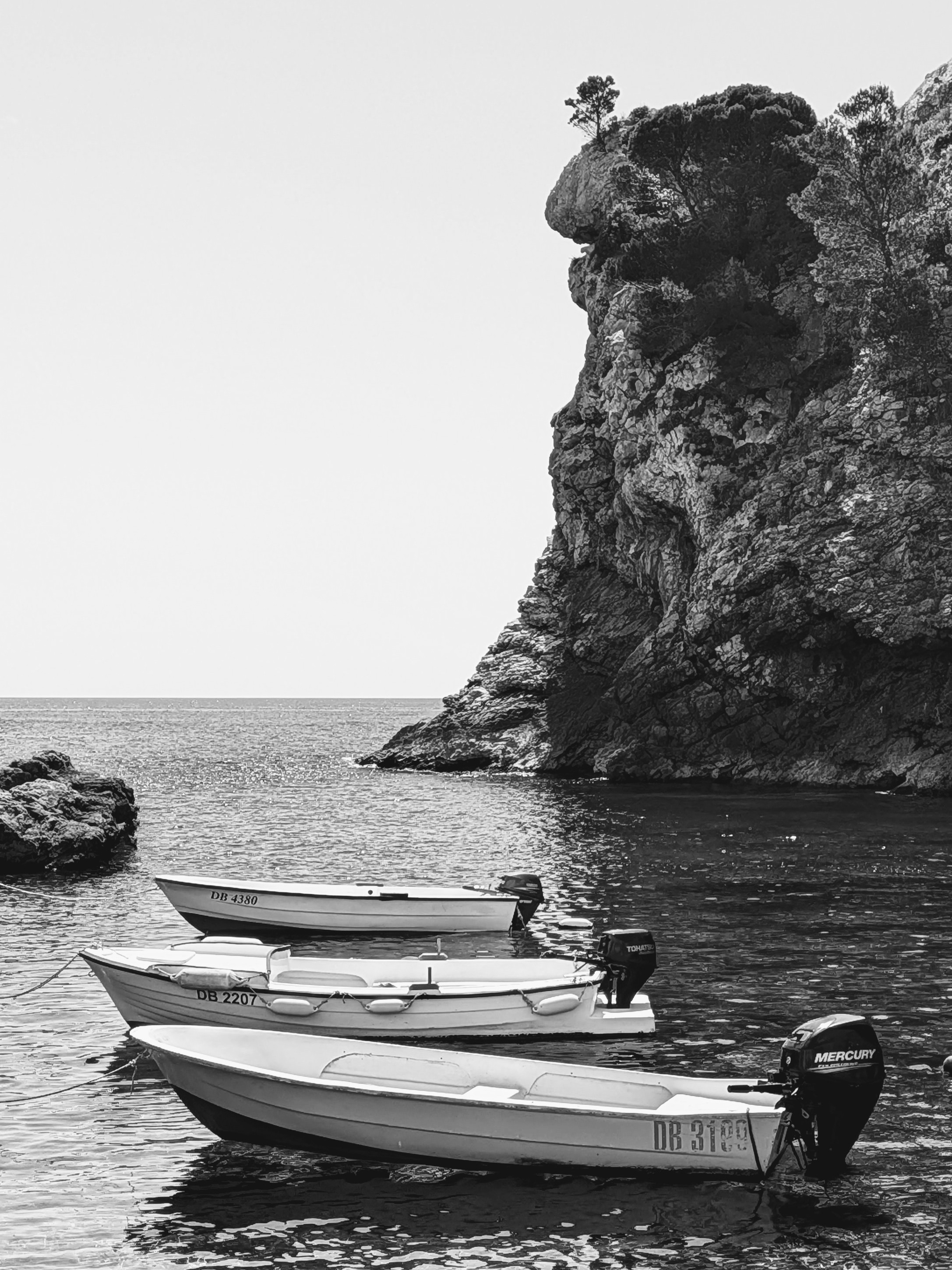 Croatia Boats in black and white