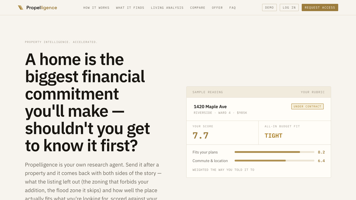 Propelligence — home-buying research agent